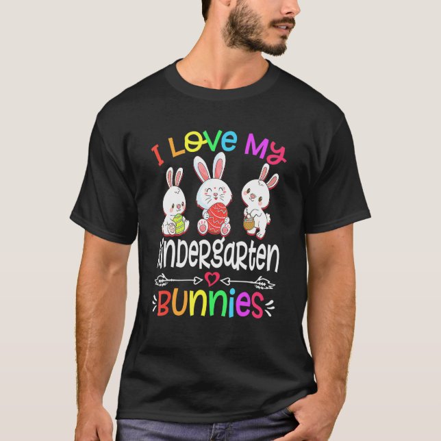 T-shirt J'aime mes lapins de jardin d'enfants enseignant P (Devant)