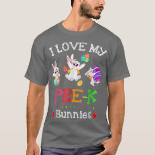 T-shirt J'Aime Mes lapins Pré K Professeur Oeuf Lapin Pâqu