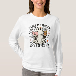 T-shirt J'Aime Mes Livres Café Épicé Ghost Halloween