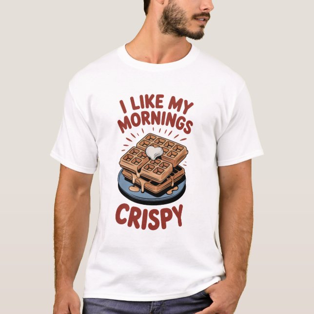 T-shirt J'aime Mes Matins Croustillants - Gaufre (Devant)