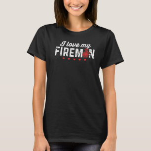 T-shirt J'Aime Mes Pompiers Pompiers Pompiers Femmes