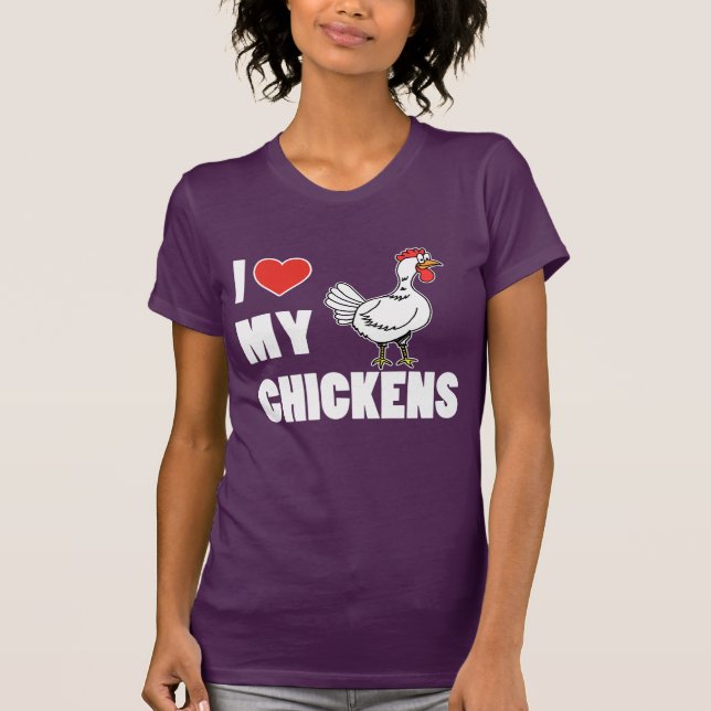 T-shirt J'aime mes poulets (EN SOMBRE) (Devant)