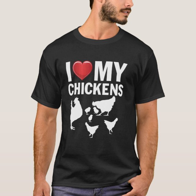 T-shirt J'aime mes poulets - Poulet (Devant)