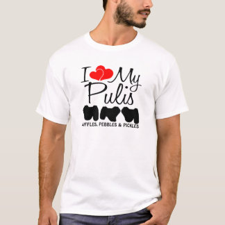 T-shirt J'Aime Mes Trois Chiens Puli