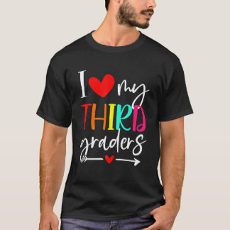 T-shirt J'Aime Mes Troisième Grades De Retour À L'École