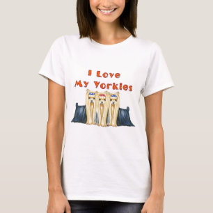 T-SHIRT J'AIME MES YORKIES TROIS TERRIERS DE YORKSHIRE