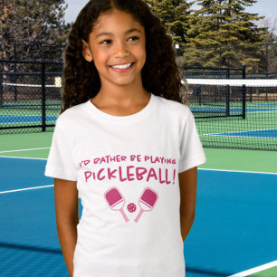 T-Shirt J'aime mieux jouer au Pickleball Mignon Rose Fémin