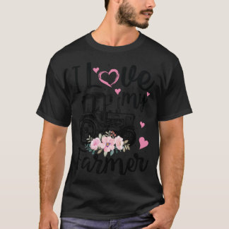 T-shirt J'Aime Mon Agriculteur Drôle Farmer Femme Femme Gi
