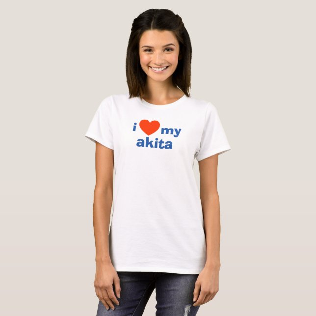 T-shirt J'aime mon Akita (Devant entier)
