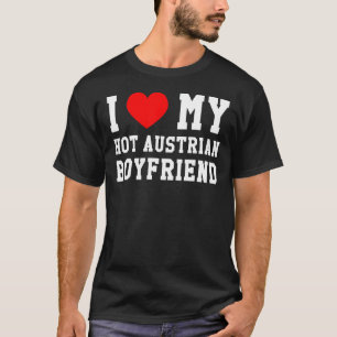 T-shirt J'aime mon ami autrichien chaud Red Heart