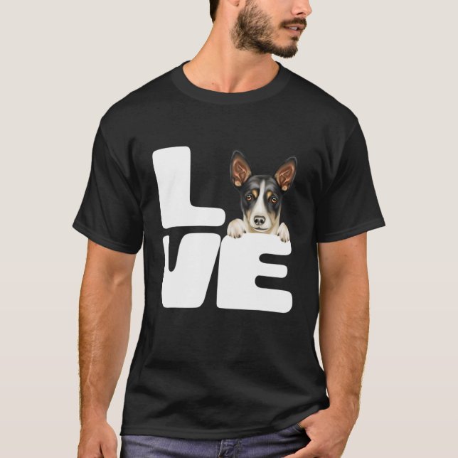 T-shirt J'Aime Mon Amoureux des chiens Rat Terrier (Devant)