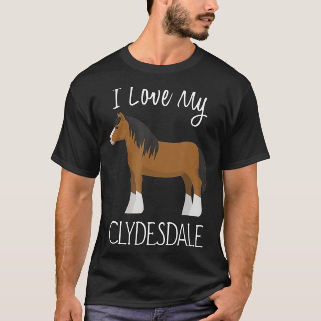 T-shirt J'Aime Mon Amoureux Du Cheval Clydesdale (Devant)
