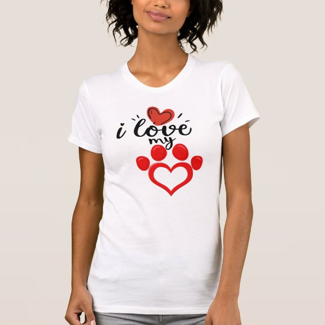 T-shirt J'aime mon animal de compagnie Saint-Valentin (Devant)