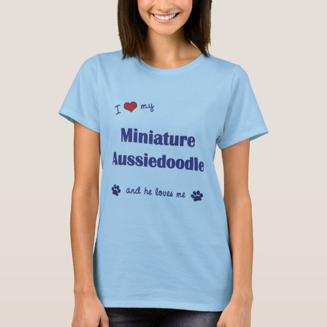 T-shirt J'aime mon Aussiedoodle miniature (le chien (Devant)