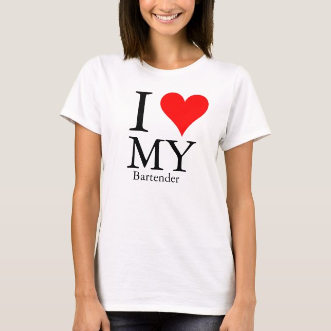 T-shirt J'aime mon barman (Devant)