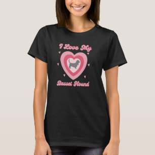 T-shirt J'Aime Mon Basset Hound Pour Femmes Enfants Basset