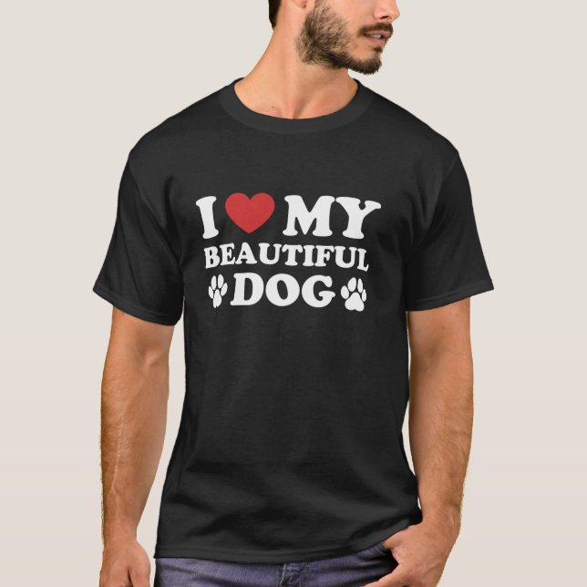 T-shirt J'Aime Mon Beau Chien Je Coeur Mon Beau Chien L (Devant)