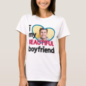 T-shirt J'aime mon beau petit ami photo personnalisée (Devant)