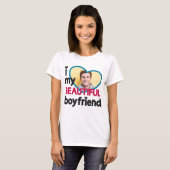 T-shirt J'aime mon beau petit ami photo personnalisée (Devant entier)