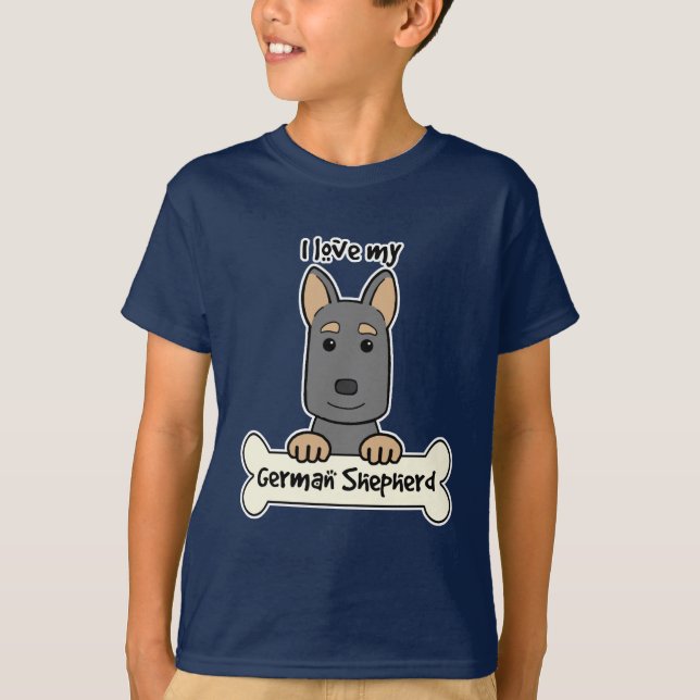 T-shirt J'aime mon berger allemand (Devant)
