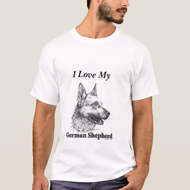 T-shirt J'Aime Mon Berger Allemand (Devant)