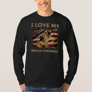 T-shirt J'Aime Mon Berger Allemand Papa Maman Drapeau Amér