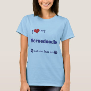 T-shirt J'aime mon Bernedoodle (le chien femelle)