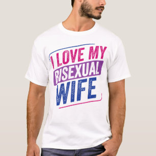 T-shirt J'Aime Mon Bisexuel Femme Bi Pride Bisexual Drapea