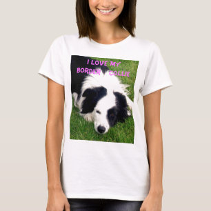 T-shirt J'aime mon border collie - bébé de dames - chemi