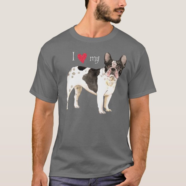 T-shirt J'aime mon bouledogue français (Devant)