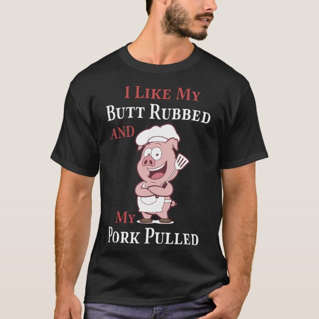 T-shirt J'aime mon bout frotté et mon porc tiré par porc (Devant)