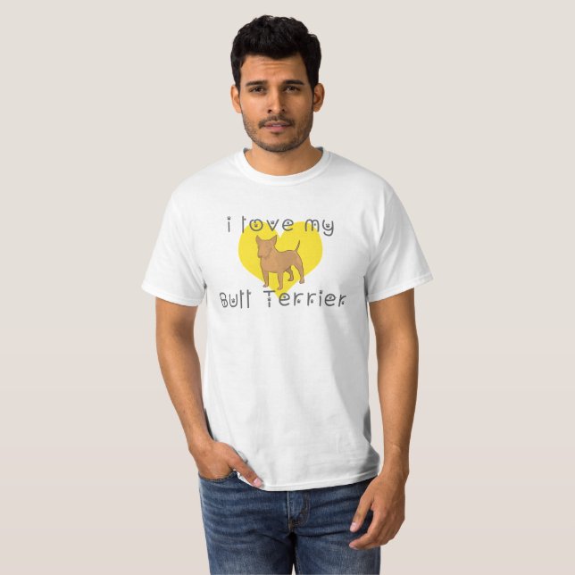 T-shirt j'aime mon bull terrier (Devant entier)