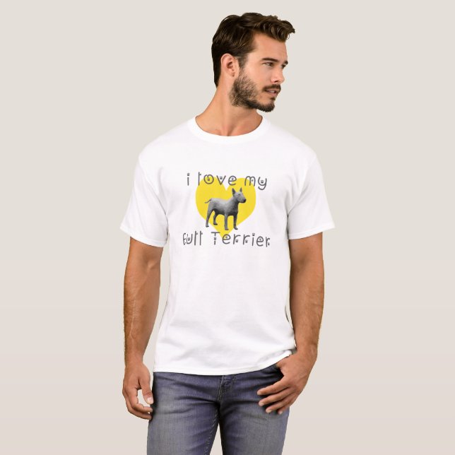 T-shirt j'aime mon bull terrier (Devant entier)