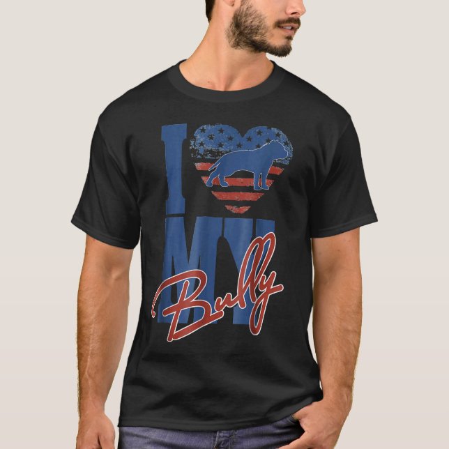 T-shirt J'Aime Mon Bully American Bully Pit Bull (Devant)