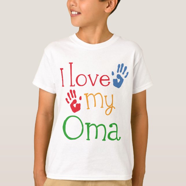 T-shirt J'aime mon cadeau Handprints d'Oma (Devant)