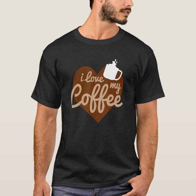 T-shirt J'aime mon café avec coeur (Devant)