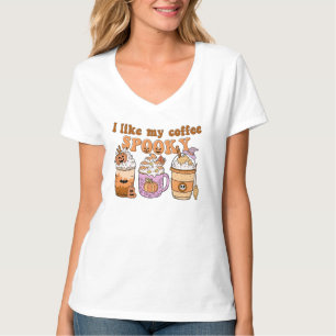 T-shirt J'aime mon café éffrayant citrouille halloween sor