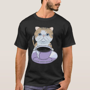 T-shirt J'aime mon café et mon chat exotic shorthair