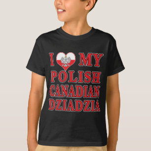 T-shirt J'Aime Mon Canadien Polonais Dziadzia
