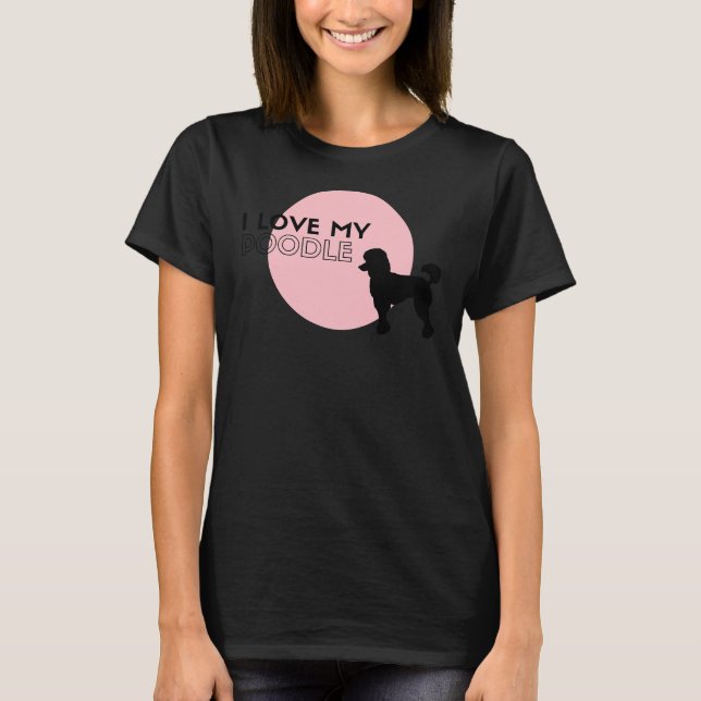T-shirt J'aime mon caniche rose (Devant)