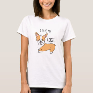 T-shirt J'Aime Mon Cartoon De Chien De Corgi