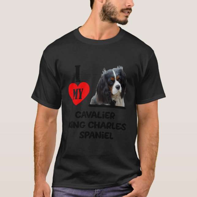 T-shirt J'Aime Mon Cavalier Roi Charles Espagnol Chien Ani (Devant)