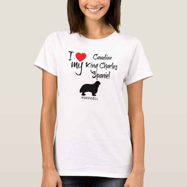 T-shirt J'Aime Mon Cavalier Roi Charles Spaniel (Devant)