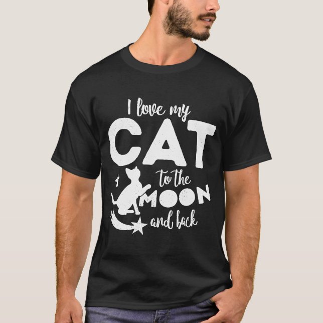 T-shirt J'Aime Mon Chat À La Lune Et Le Kitten Dos (Devant)