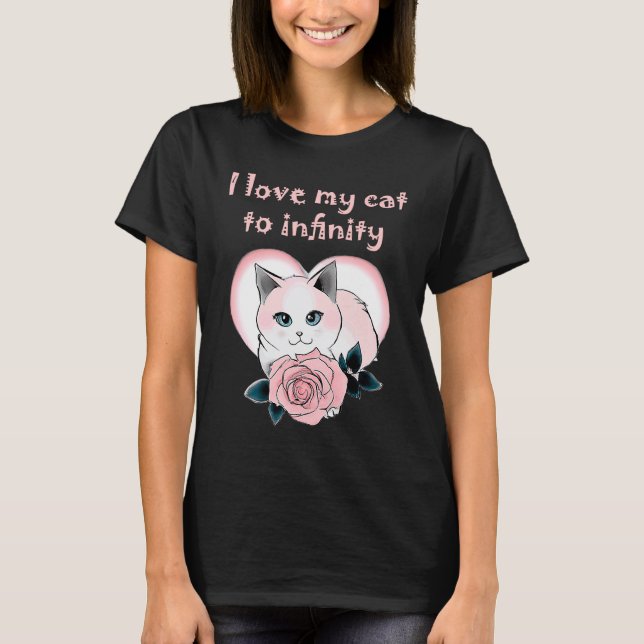 T-shirt j'aime mon chat à l'infini   Chat (Devant)