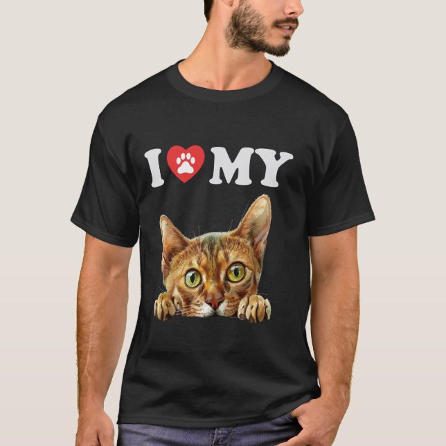 T-shirt J'aime mon chat Abyssinian Kitten Funny Cat Lover  (Devant)