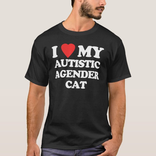 T-shirt J'aime mon chat agender autiste   Propriétaire de  (Devant)