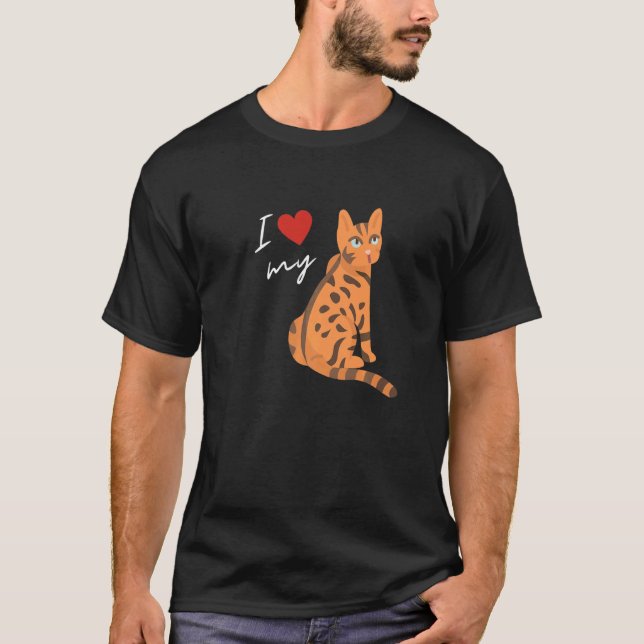 T-shirt J'aime mon chat Bengal pour chat (Devant)