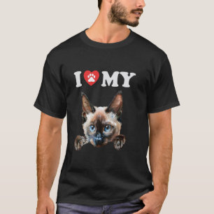 T-shirt J'aime mon chat Chaton siamois Maman amoureuse de