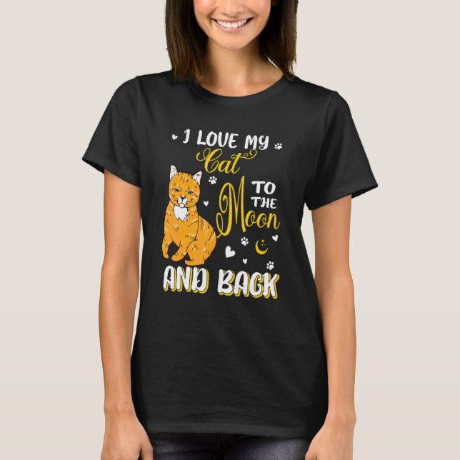 T-shirt J'Aime Mon Chat Coeurs Cutes Chat Paws Chat Propri (Devant)